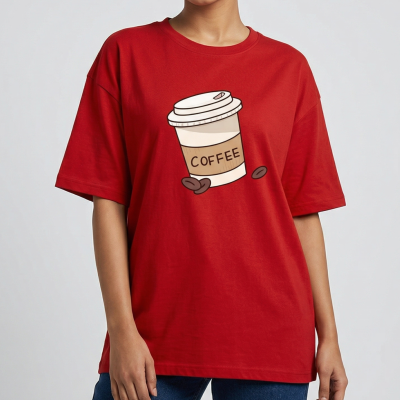 Drop shoulder T-shirt for Women (Red)